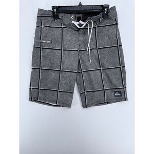 Quiksilver Board Shorts Mens 31 12" Striped Plaid Beach Swim Trunks Pocket